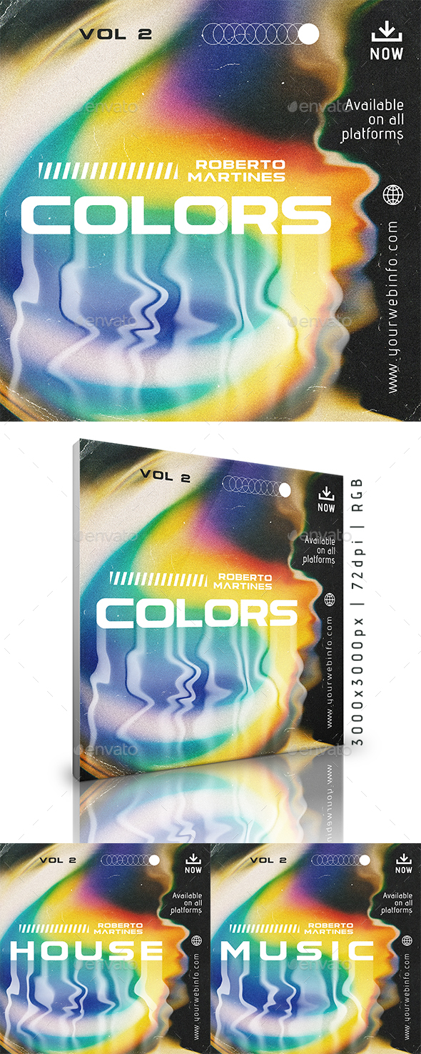 [DOWNLOAD]Iridescent Colors - Modern Album Cover Artwork Template