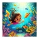 Illustration of a Happy Mermaid Girl Underwater