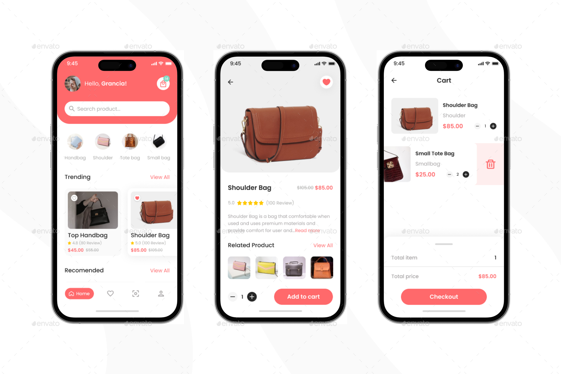 Zipper - Bag Store Mobile App UI Kit, Web Elements | GraphicRiver