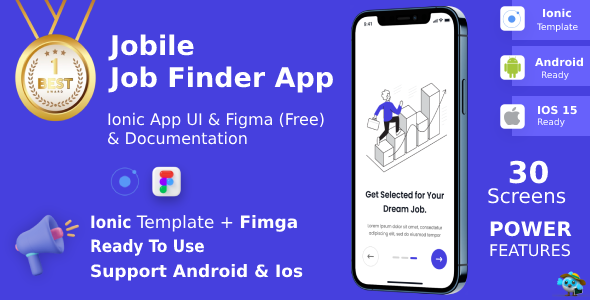 [DOWNLOAD]Jobile App ANDROID + IOS + FIGMA | UI Kit | Ionic | Online Job Finder App