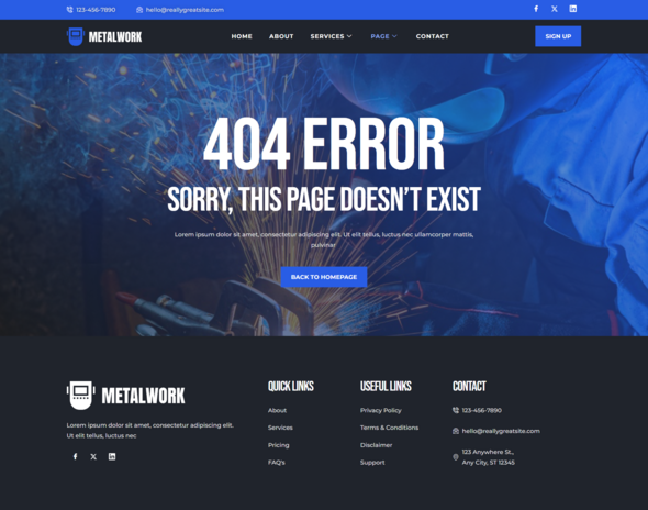 Metalwork - Welding Services Elementor Template Kit