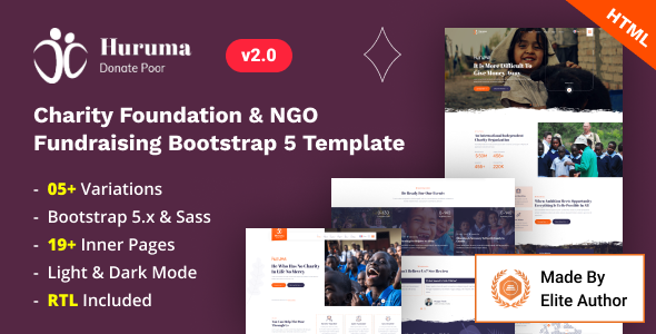 Huruma - Charity Foundation & NGO Fundraising Bootstrap 5 Template