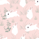 Rabbit seamless pattern with multiply background