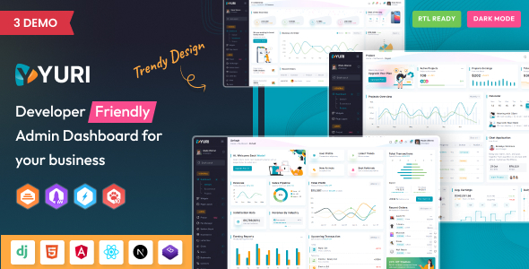 Yuri- HTML, React, Angular,Django & Next Js Admin Dashboard Template by ...