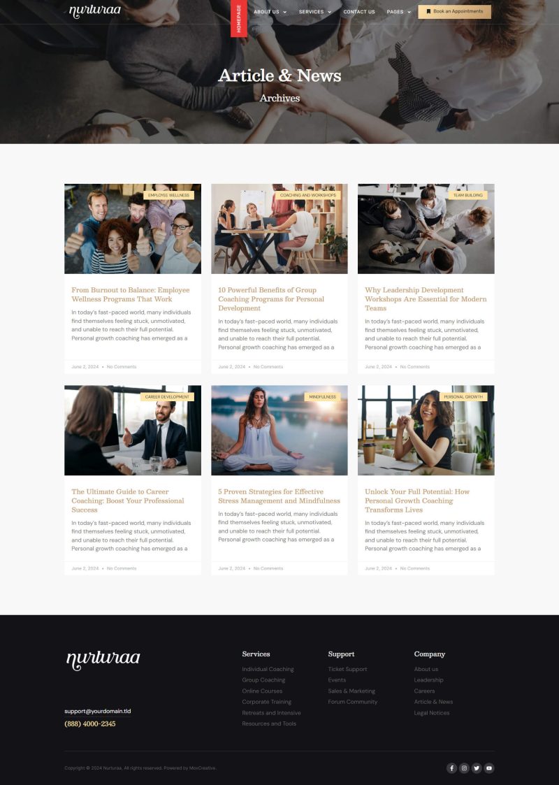 Nurturaa - Life Coach & Motivator Elementor Pro Template Kit by moxcreative