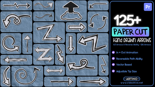 125+ Paper Cut Hand Drawn Arrows Mogrt Premiere Pro template preview