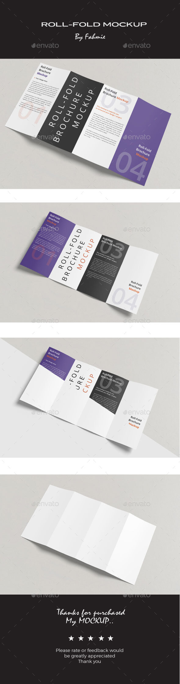 [DOWNLOAD]Roll-Fold Brochure Mockup