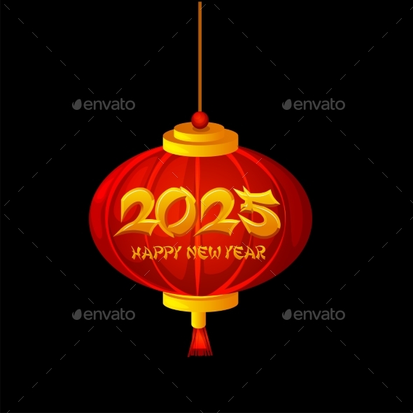 [DOWNLOAD]Red Chinese Lantern with the Text Happy New Year