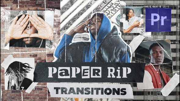 Paper Rip Transitions (Vertical) Premiere Pro template preview