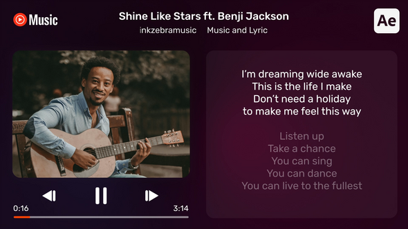 Music Players with Lyric and Visualizer Elements template preview