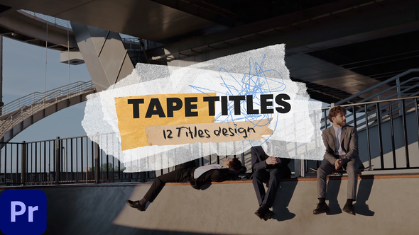 Tape Titles Mogrt Premiere Pro template preview