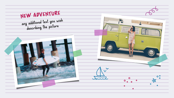 Travel Sketchbook Slideshow Video Displays template preview