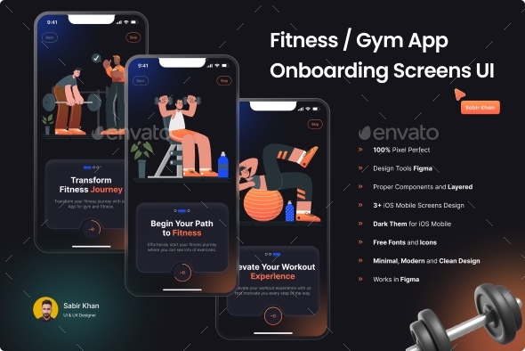 [DOWNLOAD]Fitness / Gym Onboarding Screens UI