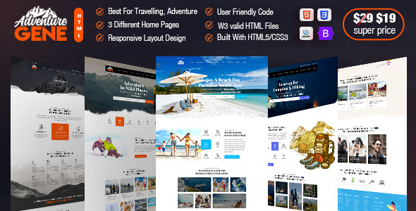 AdventureGene - Travel Adventure & Tourism HTML Template