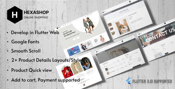[DOWNLOAD]Hexa Shop - Ultimate eCommerce Online Shopping Web UI Kit for Flutter Web