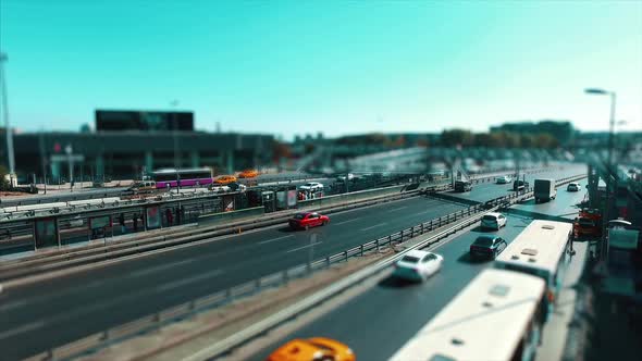 Time lapse Car traffic on a wide road, transportation and infrastructure development in urban city w