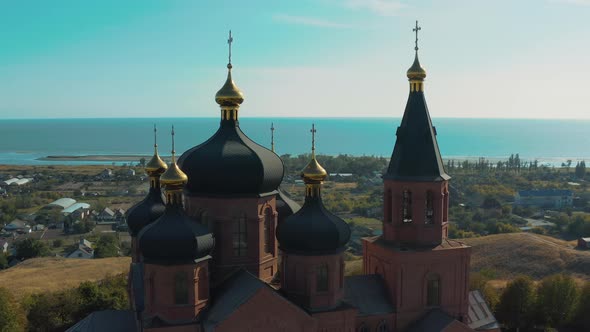 Church of the Archangel Michael with Sea Views  Aerial View Mariupol