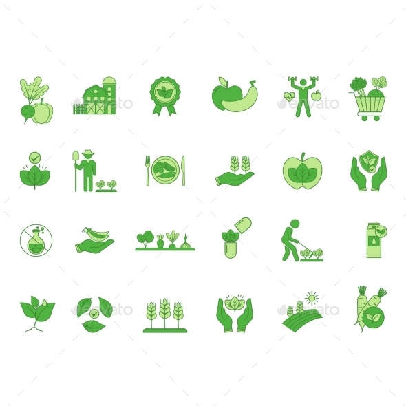 [DOWNLOAD]Green Set of Organic Farming Icons