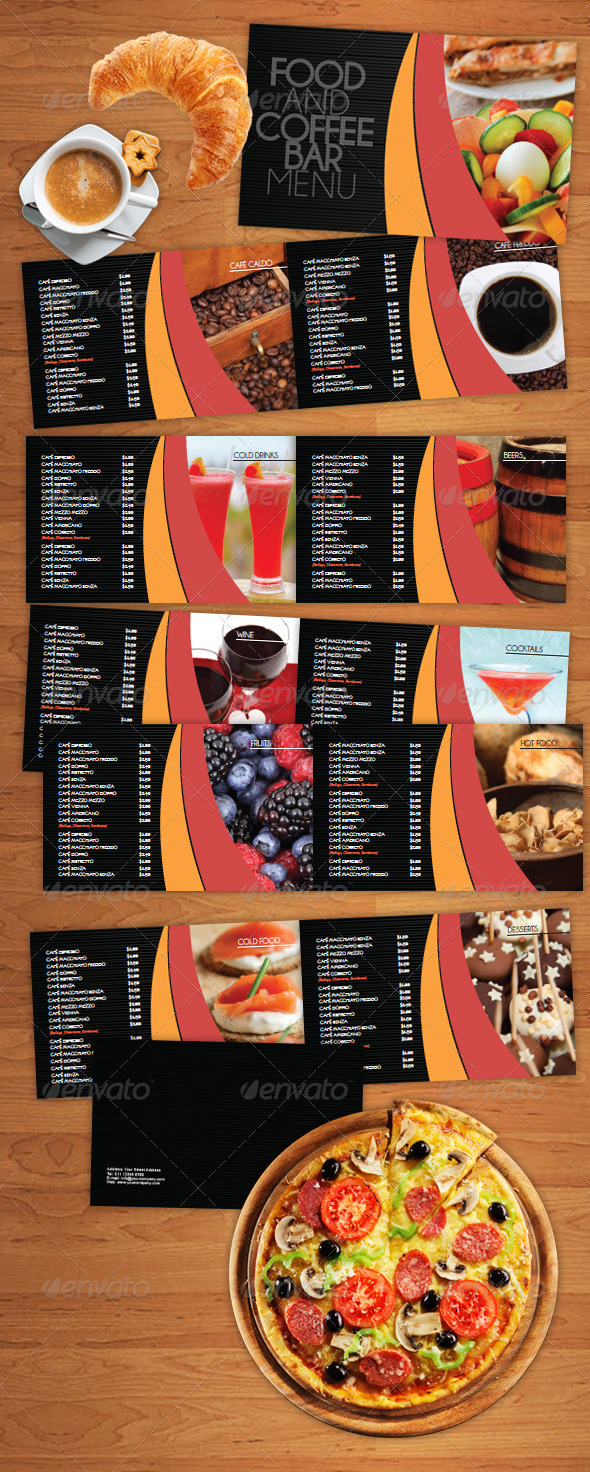 Restaurant and Coffee Bar Menu - Food Menus Print Templates