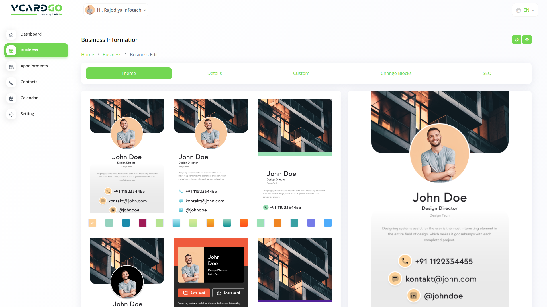 vCardGo Digital Business Card Builder by WorkDo CodeCanyon