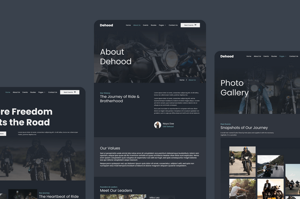 Dehood - Motorcycle Club Elementor Template Kit