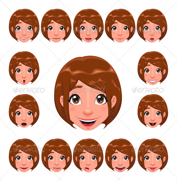 Girl Expressions with Lip Sync. - People Characters