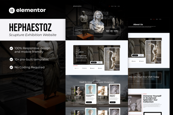 Hephaestoz - Sculpture Exhibition Website Elementor Template Kit