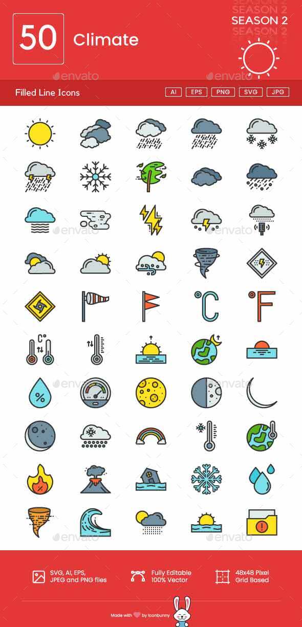 [DOWNLOAD]Climate Filled Line Icons