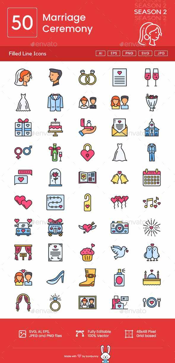 [DOWNLOAD]Marriage Ceremony Filled Line Icons