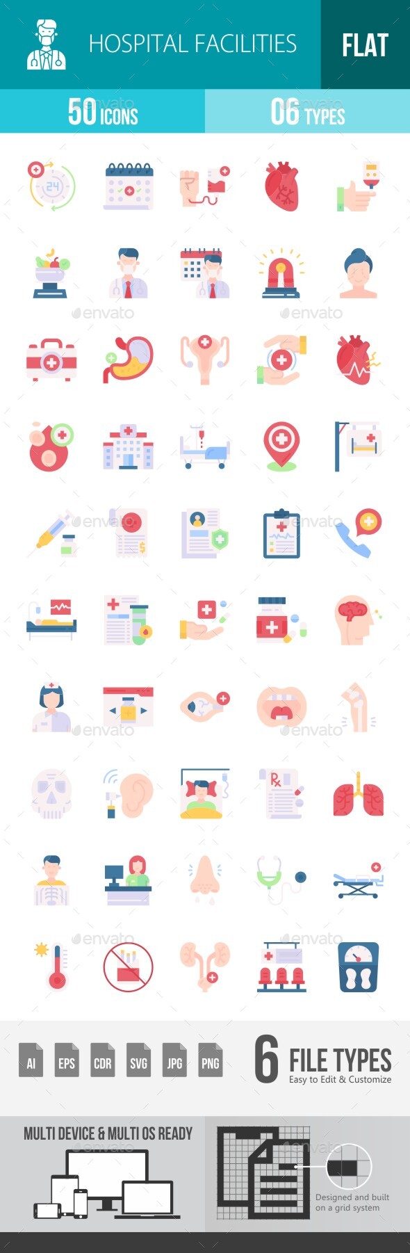 [DOWNLOAD]Hospital Facilities Flat Multicolor Icons