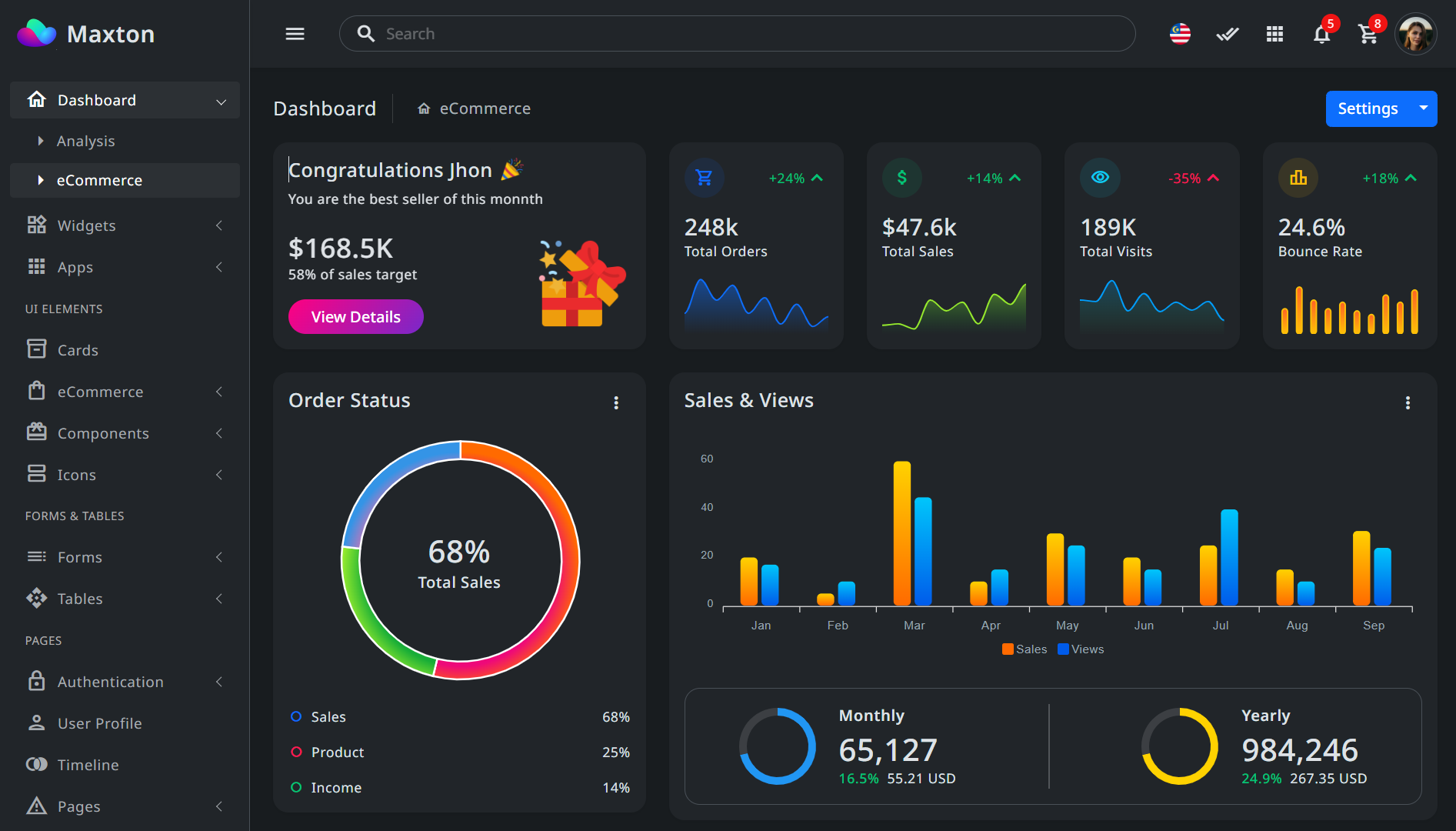 Maxton - Bootstrap 5 Admin Dashboard + Landing Page Template + Mobile ...