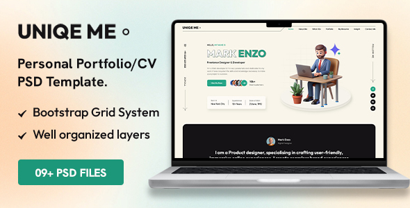 Uniqe Me - Personal Portfolio/CV PSD Template.