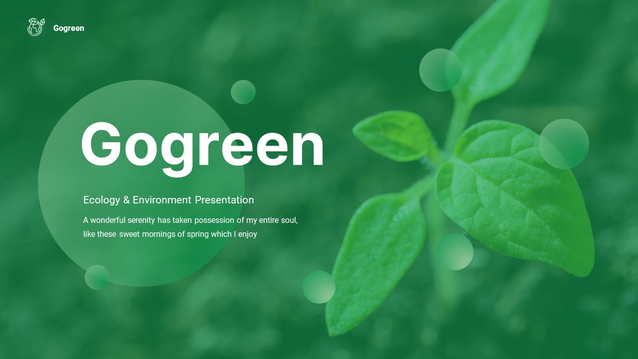 Gogreen - Environment & Ecology Keynote Template, Presentation Templates