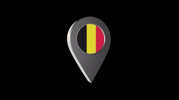 3d Animation Map Navigation Pointer With Belgium Flag With Alpha Channel - 2K alt