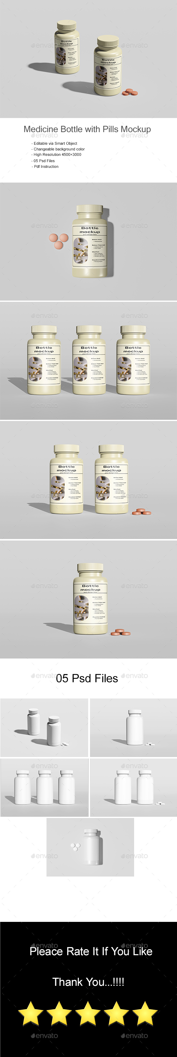 [DOWNLOAD]Medicine Bottle with Pills Mockup