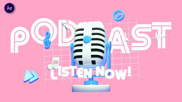 Cute 3D Podcast Intro Openers template preview