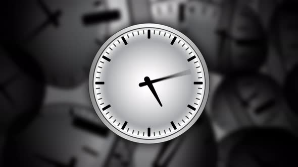 Clock with abstract time tunnel background, Loop.