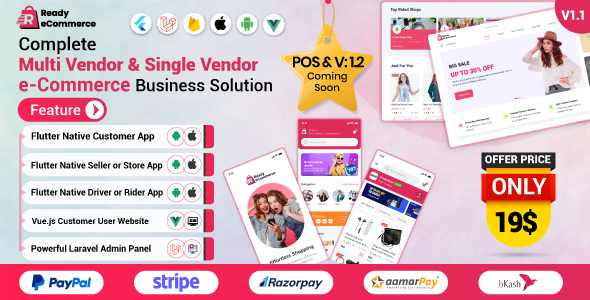 [DOWNLOAD]Ready ecommerce - Complete Multi Vendor e-Commerce Mobile App, Website, Rider App with Seller App