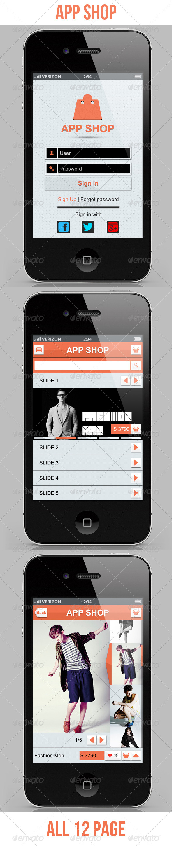 App Shopping - E Commerce - User Interfaces Web Elements