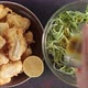 Fried breaded salt cod with chicory hearts salad - VideoHive Item for Sale