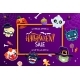 Halloween Sale Banner with Holiday Emoji or Sweets