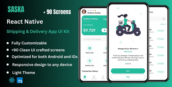 Saska - Shipping & Delivery React Native CLI App Ui Kit
