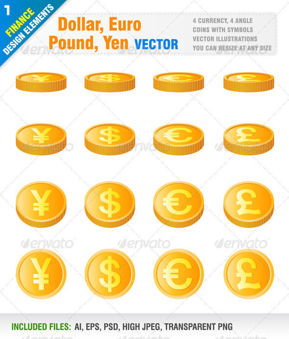 Dollar, Euro, Pound, Yen - Business Conceptual