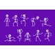 Halloween Dancing Skeleton Characters Vector Set