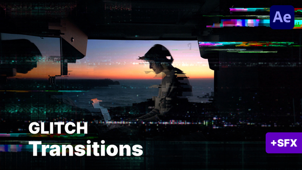 Seamless Glitch Transitions Elements template preview