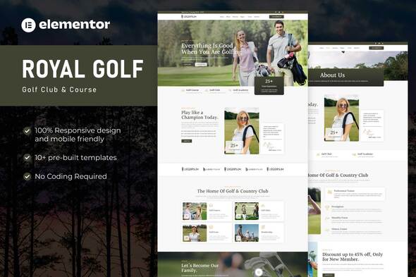 Royal Golf - Golf Club & Course Elementor Pro Template Kit