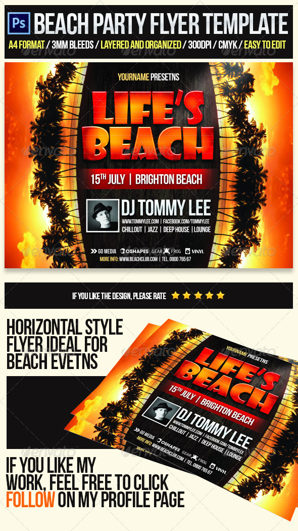 Life Is Beach Party Flyer Template - Clubs & Parties Events