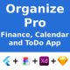 Finance Calendar ToDo App Flutter Figma XD Sketch FREE Life Time Update ORGANIZE PRO