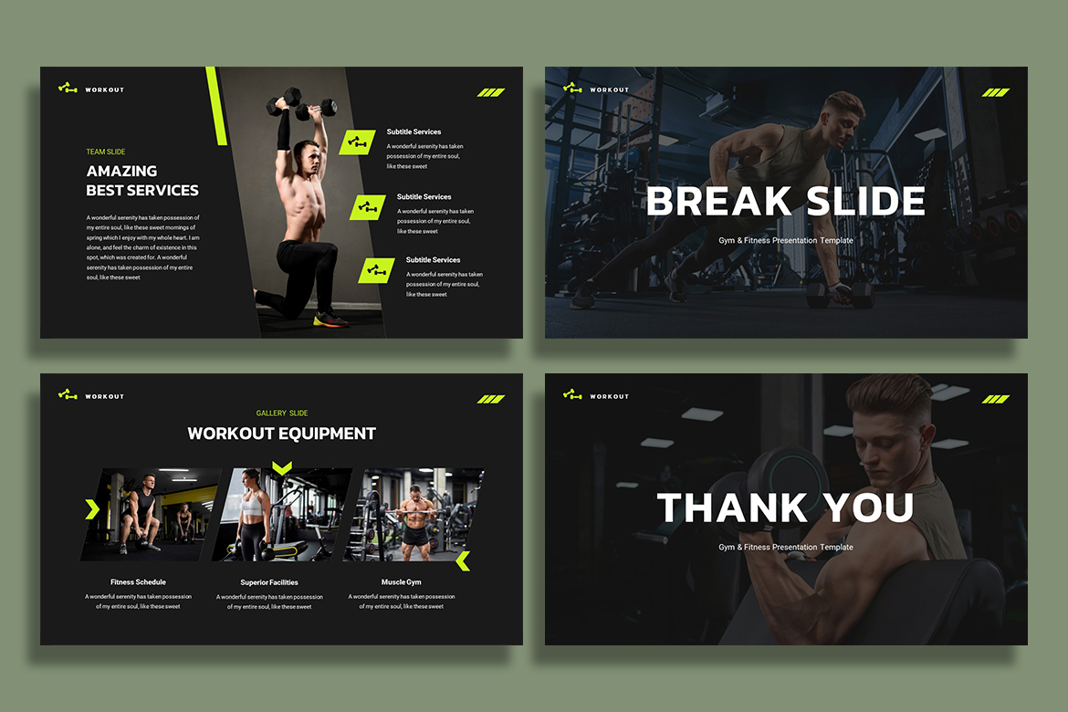 Workout - Gym & Fitness PowerPoint Template, Presentation Templates