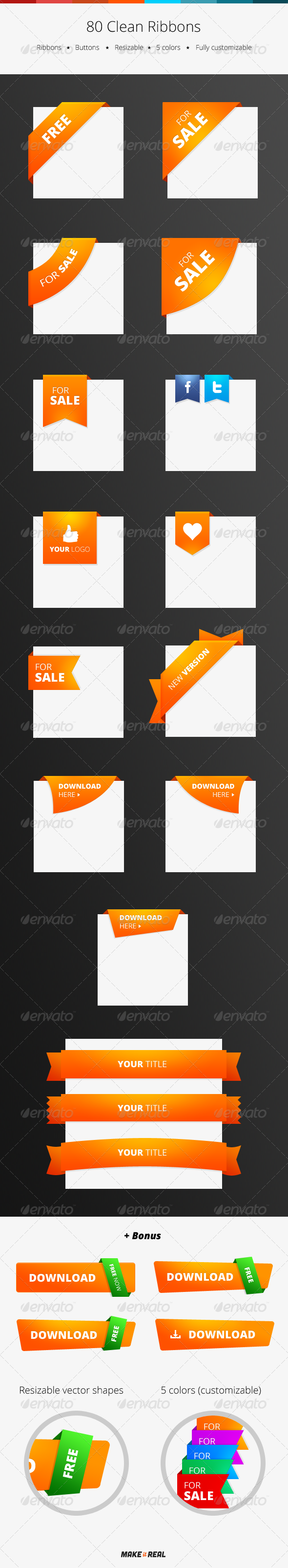 80 Clean Ribbons - Miscellaneous Web Elements